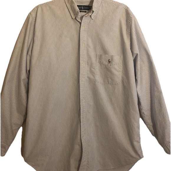 Ralph Lauren Men’s Classic Fit Button Down Light Blue White Pinstripe Shirt - Picture 1 of 6
